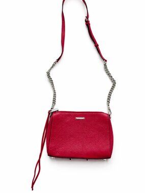 REBECCA MINKOFF Mini 5 Zip Leather Crossbody Bag Pink Fuchsia NWOT